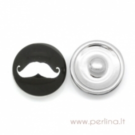 Glass Chunk Button "White Mustache", 18 mm