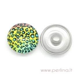Glass Chunk Button "Multicolor Leopard", 18 mm