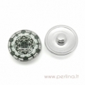 Glass Chunk Button "Snowflake", 18 mm