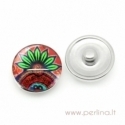 Glass Chunk Button "Flower Leaf", 18 mm