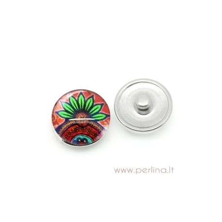 Glass Chunk Button "Flower Leaf", 18 mm