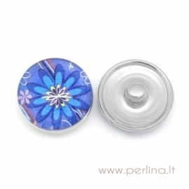 Glass Chunk Button "Bluet", 18 mm