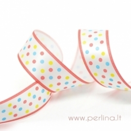 Satin ribbon with multicolor dots, 25 mm, 1 m