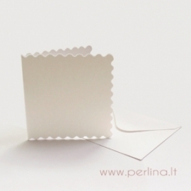 Card and envelope "Scalloped", white, 7,6x7,6 cm