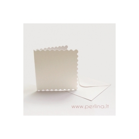 Card and envelope "Scalloped", white, 7,6x7,6 cm