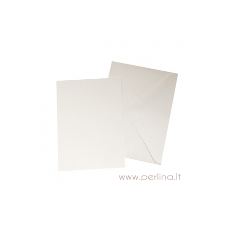 Atvirutė ir vokas, baltos sp., 12,7x17,8 cm