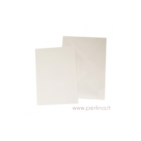 Atvirutė ir vokas, baltos sp., 10,5x14,8 cm