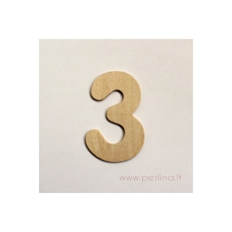 Medinis skaičius, trys, 7x4,5 cm