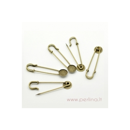 Cabochon setting pin brooch, 60x14 mm