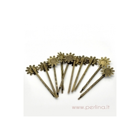 Bobby pins hair clip "Sunflower", 62x17 mm