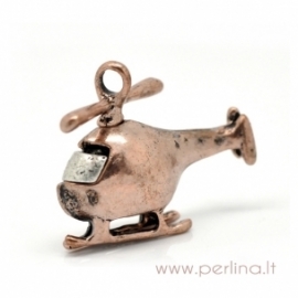 Copper tone 3D pendant "Helicopter", 29x24 mm
