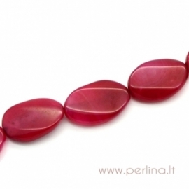 Agate gemstone bead, dark pink, 31x22 mm-29x20 mm