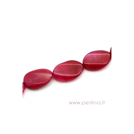 Agate gemstone bead, dark pink, 31x22 mm-29x20 mm