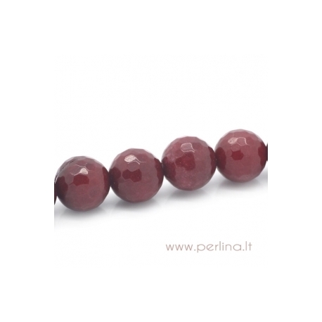 Sintetinio agato karoliukas, tamsiai raudonas, briaunuotas, 12 mm