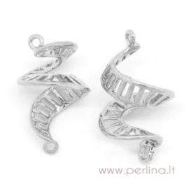 Silver tone connector "Spirals", 21x12 mm