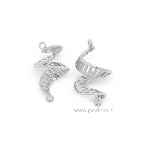Silver tone connector "Spirals", 21x12 mm