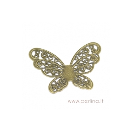 Ažūrinė plokštelė "Butterfly Wraps", bronzos sp., 4,3x3,3 cm