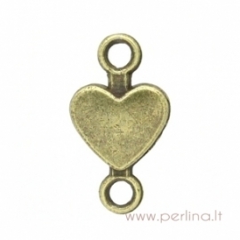 Connector finding "Heart", antique bronze, 15x8 mm