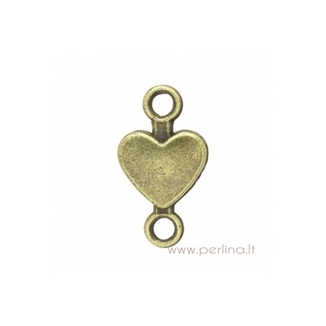 Connector finding "Heart", antique bronze, 15x8 mm