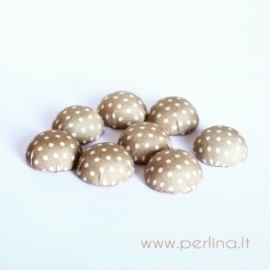 Cloth coverd aluminum cabochon, light brown, 20x10mm