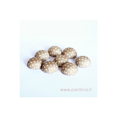 Cloth coverd aluminum cabochon, light brown, 20x10mm