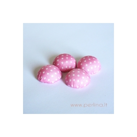 Cloth coverd aluminum cabochon, light pink, 20x10mm