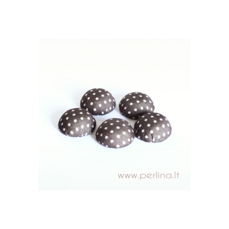 Cloth coverd aluminum cabochon, brown, 20x10mm