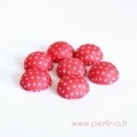 Cloth coverd aluminum cabochon, red, 20x10mm
