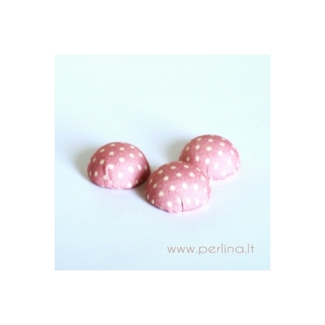 Cloth coverd aluminum cabochon, reddish cream, 20x10mm