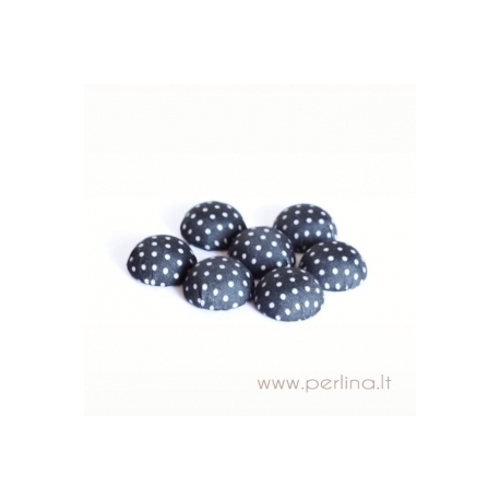 Cloth coverd aluminum cabochon, black, 20x10mm