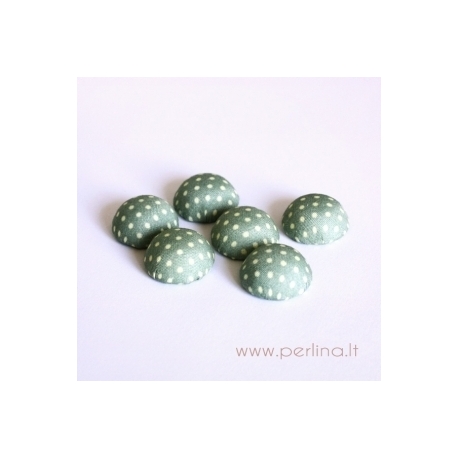 Cloth coverd aluminum cabochon, green, 20x10mm