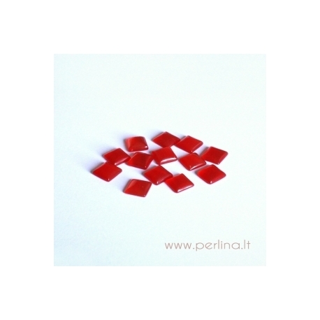 Synthetic Cat's Eye glass cabochon, red, 8x8 mm