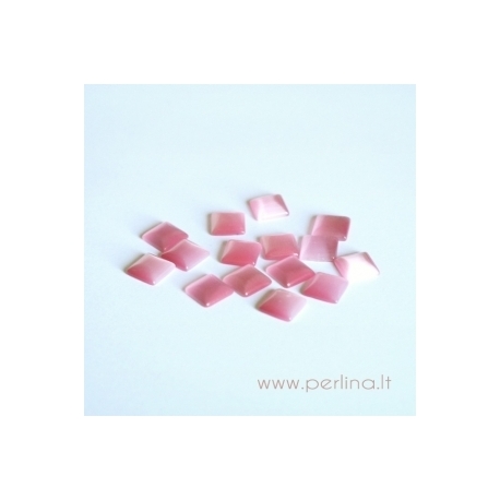 Synthetic Cat's Eye glass cabochon, pink, 8x8 mm
