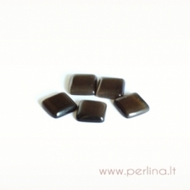 Synthetic Cat's Eye glass cabochon, dark brown, 8x8 mm