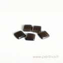 Synthetic Cat's Eye glass cabochon, dark brown, 8x8 mm