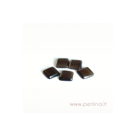 Synthetic Cat's Eye glass cabochon, dark brown, 8x8 mm