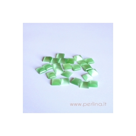 Synthetic Cat's Eye glass cabochon, light green, 8x8 mm