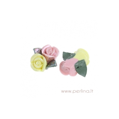Ceramics flower with AB color, 22x19 mm