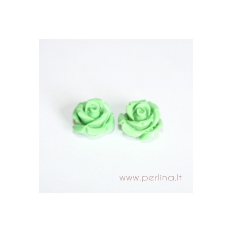 Synthetic coral bead, flower, mint, 12x12 mm
