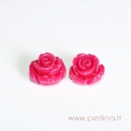 Synthetic coral bead, flower, fuchsia, 12x12 mm