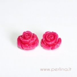 Synthetic coral bead, flower, fuchsia, 12x12 mm