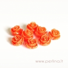 Synthetic coral bead, flower, opaque orange, 12x12 mm