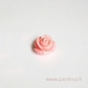 Sintetinis koralo karoliukas, gėlytė, rožinė, 12x12 mm