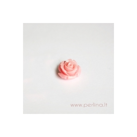 Sintetinis koralo karoliukas, gėlytė, rožinė, 12x12 mm