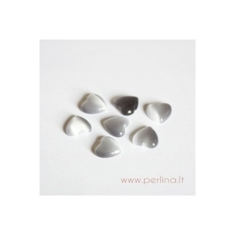 Synthetic Cat's Eye glass cabochon, light grey, 8x8 mm