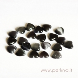 Synthetic Cat's Eye glass cabochon, grey black, 8x8 mm