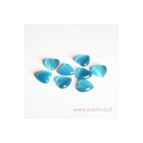 Synthetic Cat's Eye glass cabochon, blue, 8x8 mm
