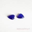 Synthetic Cat's Eye glass cabochon, dark blue, 8x8 mm