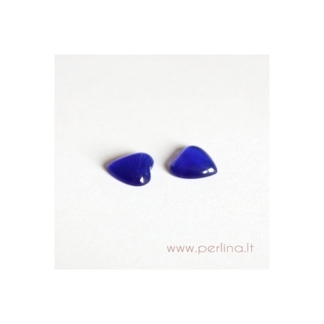 Synthetic Cat's Eye glass cabochon, dark blue, 8x8 mm