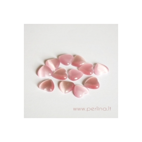 Synthetic Cat's Eye glass cabochon, light pink, 8x8 mm